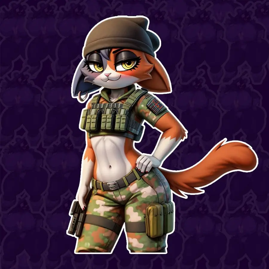 Tactical Fox Girl Sticker | Furry Anime Vinyl Decal Gamer Aesthetic | Buy 5 Get 1 Free