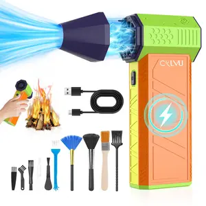 CKLVU Portable Electric Turbo Fan, 130000RPM Rechargeable Powerful Cordless Handheld Portable Blower, Multifunctional Car Fan Cleaning Kit for Keyboard, Car, Camping