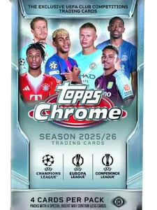 2 (TWO PACKS) 2025/26 Topps Chrome UEFA Club Competitions Soccer Hobby Packs