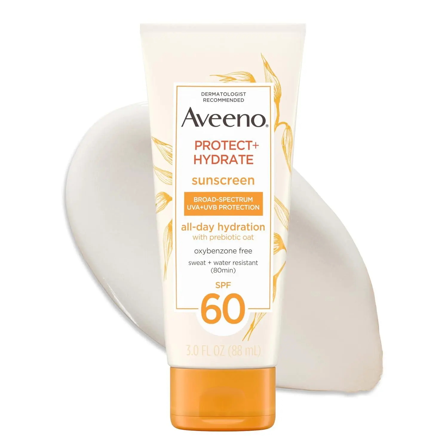 Aveeno Protect + Hydrate SPF 30 Sunscreen Lotion, 3.0 fl. oz | Broad Spectrum Sun Protection for Full Body, Prebiotic Oat, Weightless, Sweat & Water-Resistant, Oxybenzone-Free