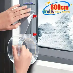 1 Roll 600cm/1.18-Inch Wide Winter Draft Sealing Tape Compatible for, Doors, & Outlets - Heavy-Duty Adhesive Insulation Barrier, Waterproof Windproof Thermal Patch for Winter Warmth, Application (No Tools)