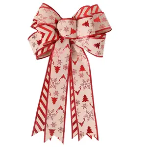 Large Christmas Bow Christmas Tree Decoration New Year'S Eve Decorations Christmas Party Ribbon Bow Linen Bowknot JIUZHOUHAO