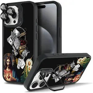 St. Jude Pattern Shockproof Phone Case For iPhone 17/16/15/14/13 Pro Max Plus Hard TPU Metal lens frame Film With Bracket Stand Shockproof Protection Anti-Drop Protective Protector Camera Holder Phone Cases Shell Cover 285