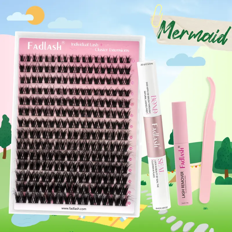FADLASH Mermaid 3D effect DIY Lash Clusters DIY Lashes at Home Cosmetic Eyelashes Makeup
