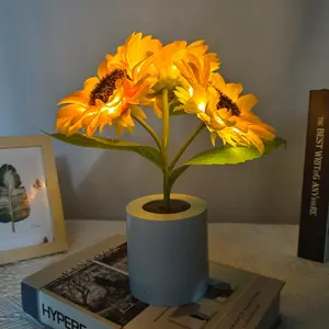 Sunflower Lamp Handmade with USB Port 11" High Dome 10" High 6" Wide Base for Anniversary Valentine's Day Birthday Decor