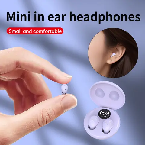 INSONIXN Invisible Wireless Bluetooth In-Ear Earbuds - Lightweight Plastic Chargeable Audio Headphones, Water Resistant, Sleep-Comfortable, Windows & Android Compatible, Stable Connection, Ideal for Camping, Headphone