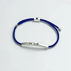 Inspire Bracelet Just Breath, Elegant Design with Adjustable Unisex Braided Bracelet with Motivational Message Card Gift for Men & Women, Her & Him, BFF, BF, GF
