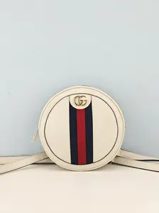 Pre-owned White grained leather Backpacks Gucci White Leather Ophidia Vintage Web Circle Backpack Bag