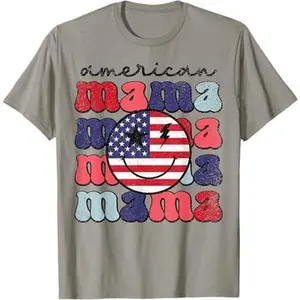 American Mama Retro USA Flag Patriotic Cute 4th Of July T-Shirt