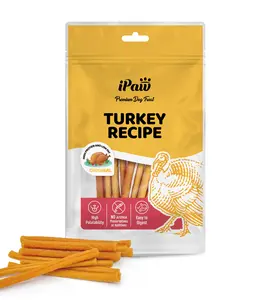 iPaw - Turkey Meat (Thin Stick)Turkey Tendon for Dogs, Ingredient Sourced from USA, Dog treats, Dog snack, Chews,  all natural dog treats
