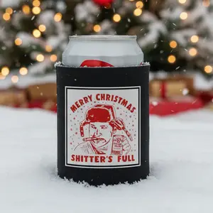Merry Christmas Shitter's Full - Can Koozie, Black