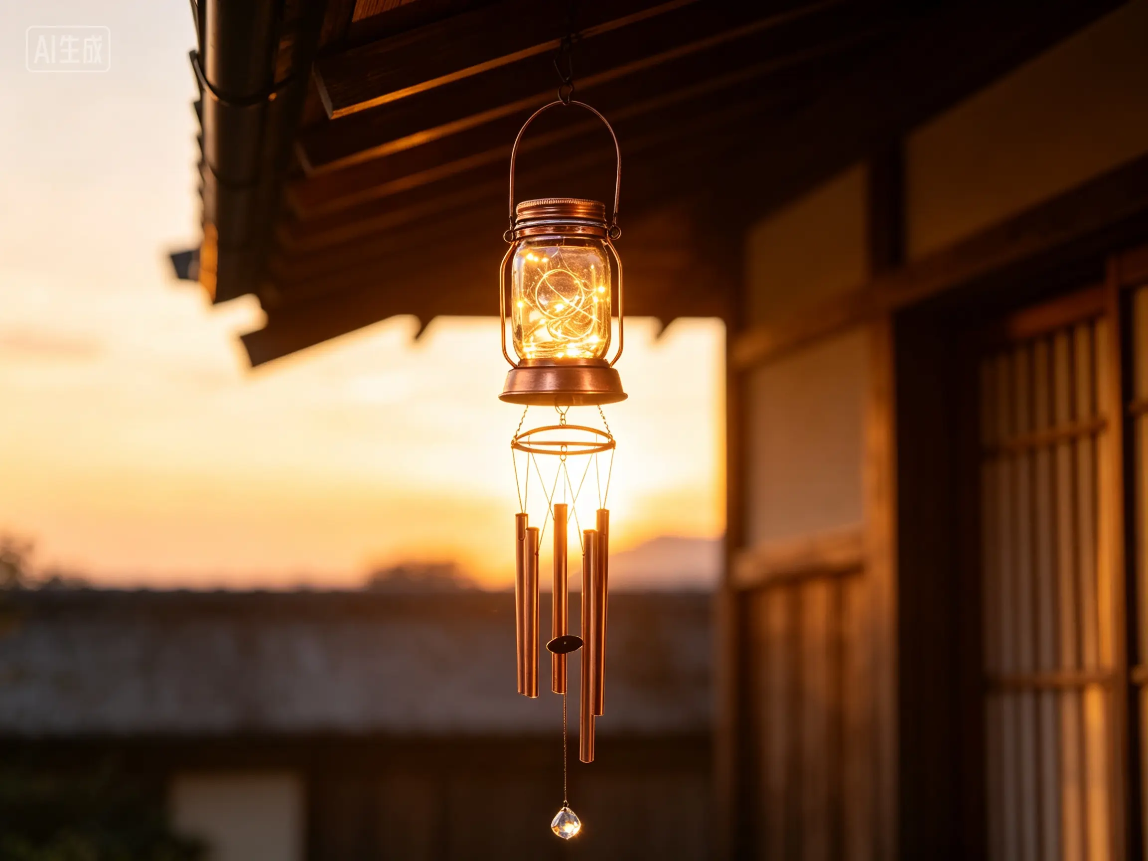 Elegant Wind Chimes with Built-in Solar LED Lights Decorative Lamps - Weather Resistant Outdoor Permanent Lights, Environmentally Friendly Solar Wind Catcher, Easy Suspension, Dual Audio-Visual Experience for Courtyard Home Improvement Decor, Great Gift