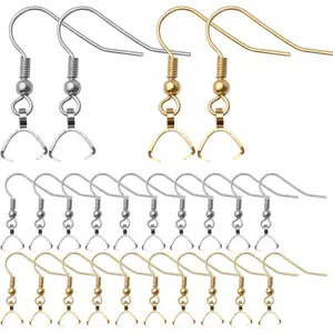 50pcs Hypoallergenic Earring Hooks - Stainless Steel Wire Ear Ball Hooks with Pendant Clasp for Jewelry Making Supplies