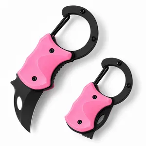 Pink Pocket Knife,Cute Keychain Box Cutter Mini EDC Folding Utility Knife,Pink Design Portable Outdoor Multitool with Detailed Operation Tips,Ideal Gift for Women for Camping & Daily Use