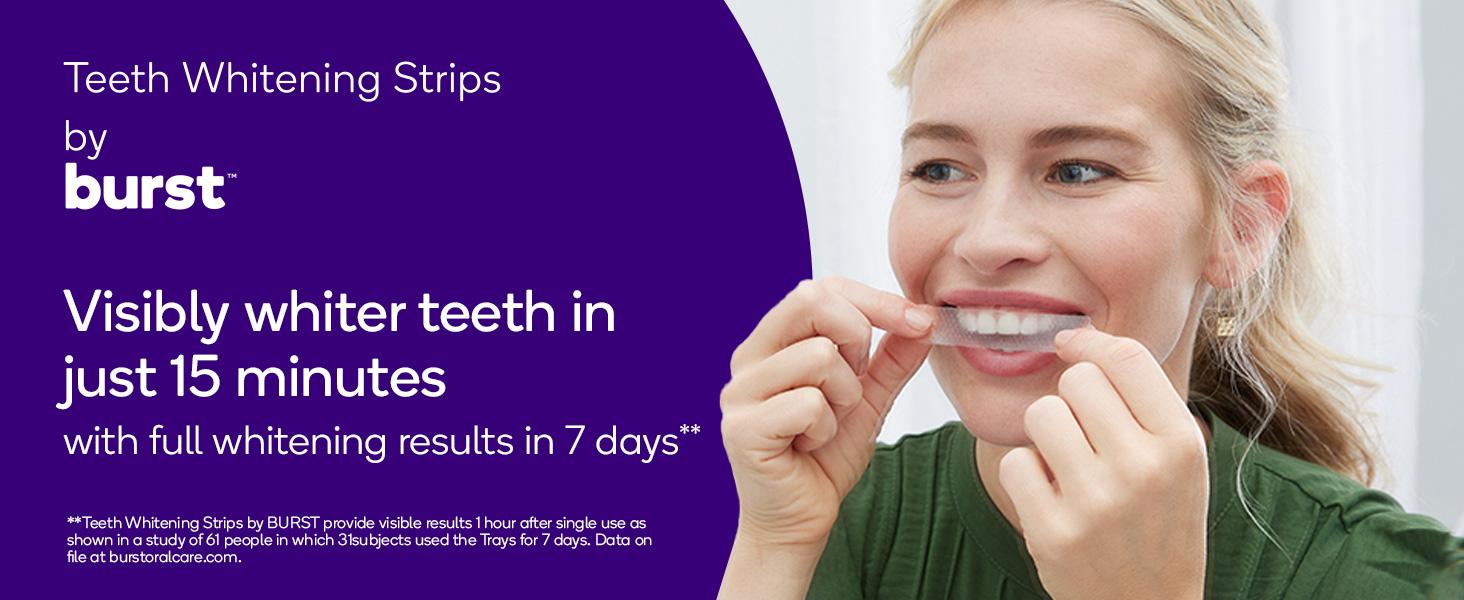 BURST Teeth Whitening Strips for Sensitive Teeth, No-Slip Grip, Dental White Strips Kit, 20 Strips, 10 Treatments, Visibly Whiter Teeth After One Use