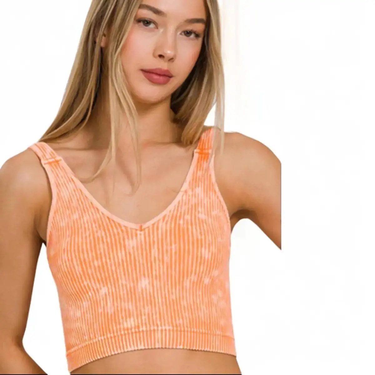 NELLE WASHED RIBBED CROPPED V-NECK TANK TOP Breathable Casual Fabric Soft Comfortable Womenswear Fits Summer   Sleeveless Tube Basic Jackets Jeans