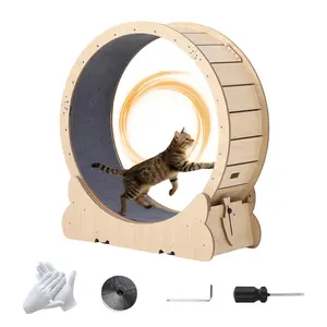 Cat Exercise Wheel for Indoor Cats, Cat Running Wheels, Cats Treadmill Wheel with Locking Mechanism & Detachable Carpet, Ideal for Most Pets Weight Loss and Health