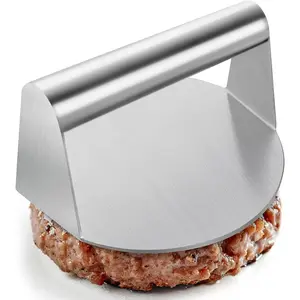 Burger Press, 5.5" Stainless Steel Round Hamburger Press, Hamburger Smasher with Smooth Edges, Non-Stick Grill Press for Smashburger, Meat, Ground Beef, Sausage, Bacon