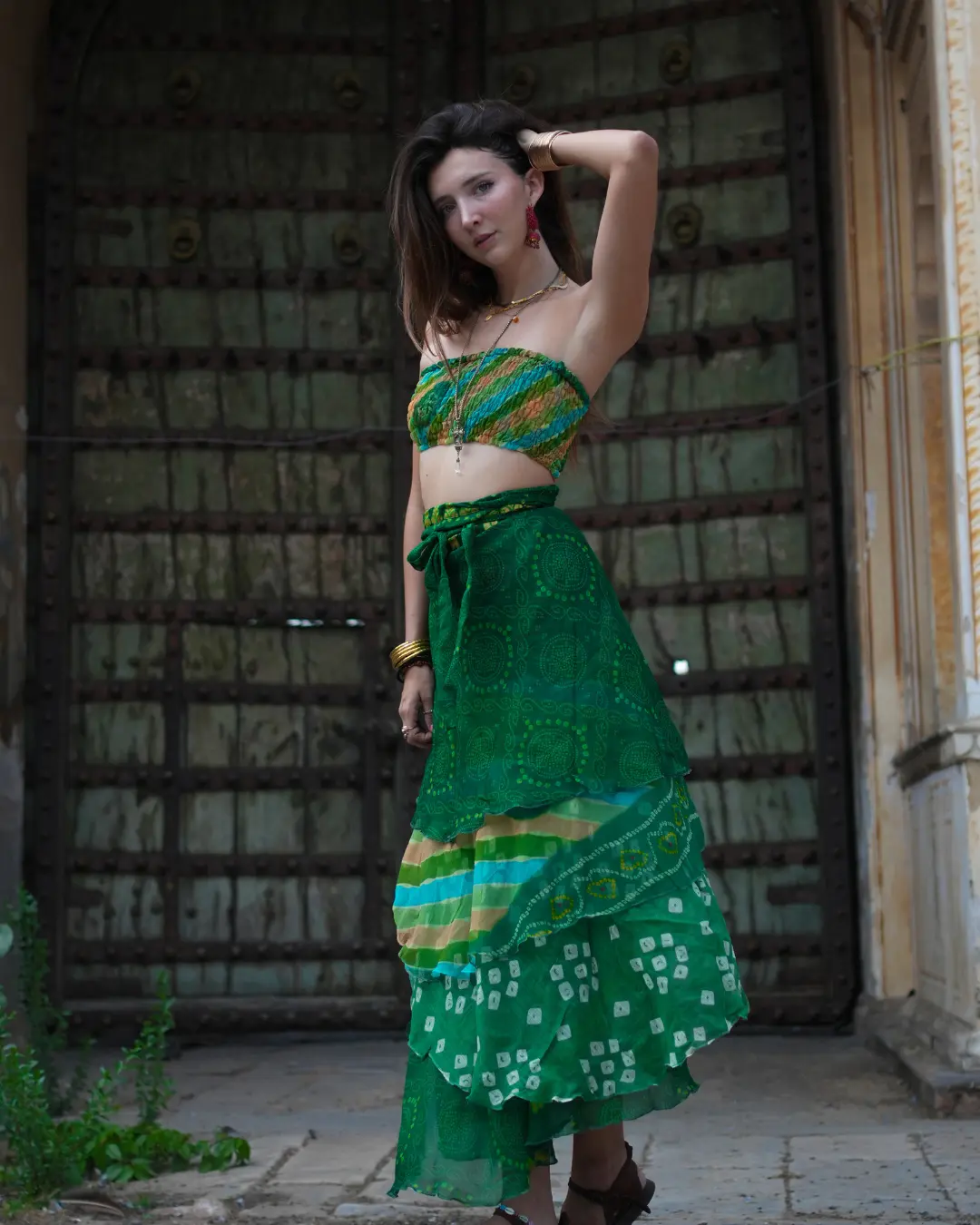 Sari Wrap Skirt: Green Mystery Sari Wrap Skirt: Green Mystery