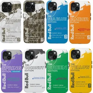 Energy Drink Tough Phone Case Compatible for iPhone & Galaxy Classic Bar Cocktail Design Durable Protection