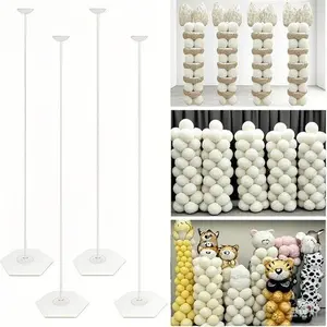 63 Inch Reusable Balloon Stand with Water Weight, Internal Threaded Rod for Stability, Easy Assembly and Disassembly, Decorative Column for Wedding Graduation Party Decor