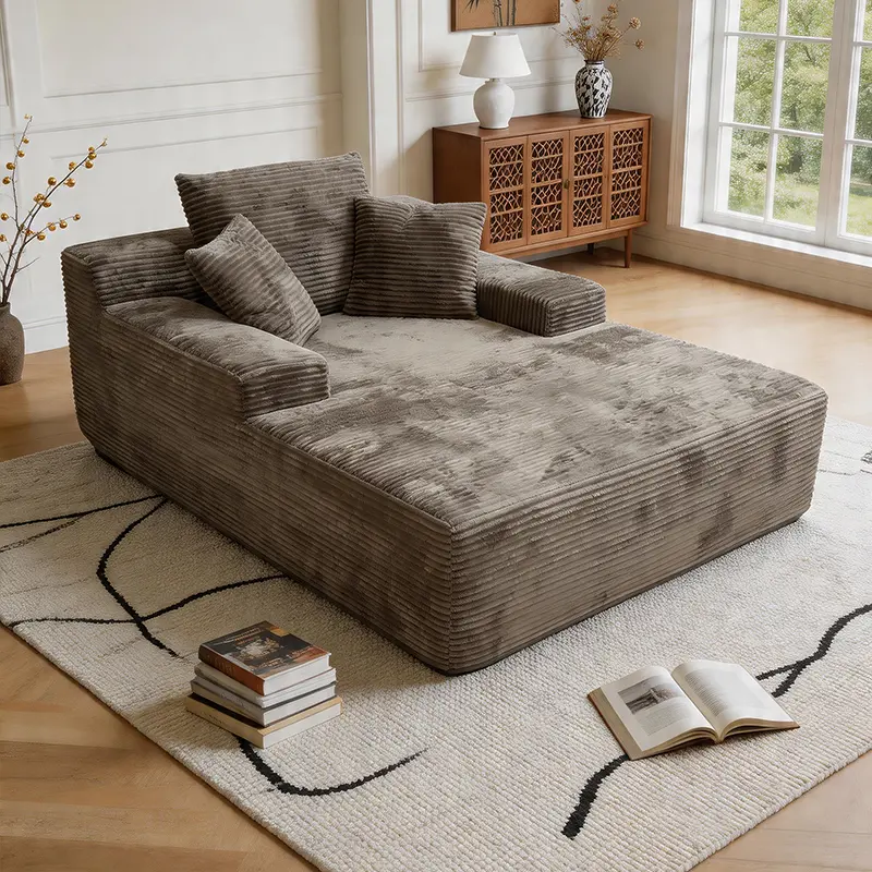 HipyMo  Boneless Chaise Lounge, Sleeper Couch Reading Chairs Fluffy Plush Faux Fur Cloud Sofas Couches for Living Room, Luxurious Plush Corduroy Chair Bed, Large-Size Multi-Function Recliner for Home Theater, No Assembly Required
