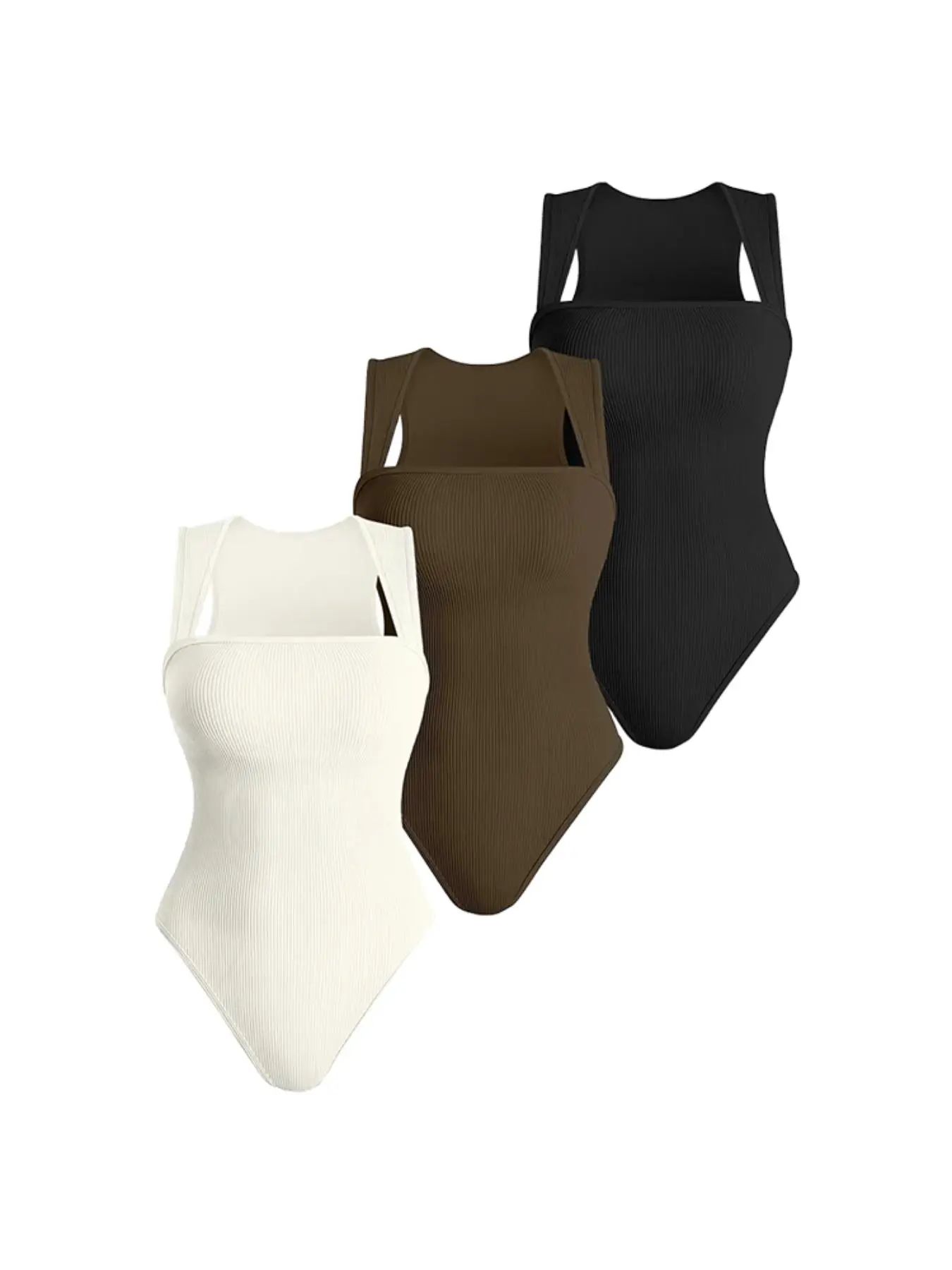 Women's Solid Color Square Neck Shapewear Bodysuit, High Stretch Tummy Control Shaper, Ladies Shapewear for Daily Wear, Compression, Minimalist, Body Shaping Underwear, Everyday Wear Shapewear