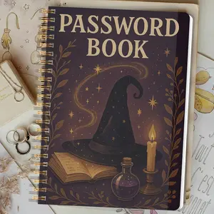 Vintage Magic Style Password Notebook A5, Large Capacity, Wire Binding, Smooth Writing, Durable Design, Moisture-Resistant Cover