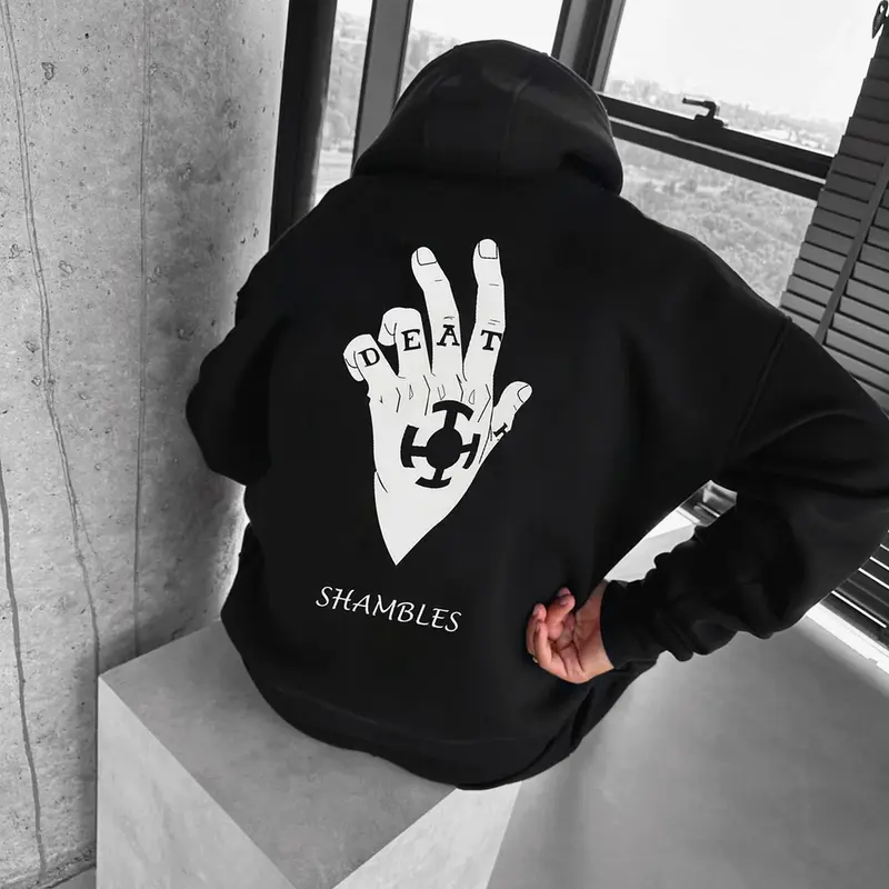 Shambles Law Hoodie - Black Trafalgar D. Water Law Hoodie with Graphic Design, Casual Style, Long Sleeve, Cotton Material