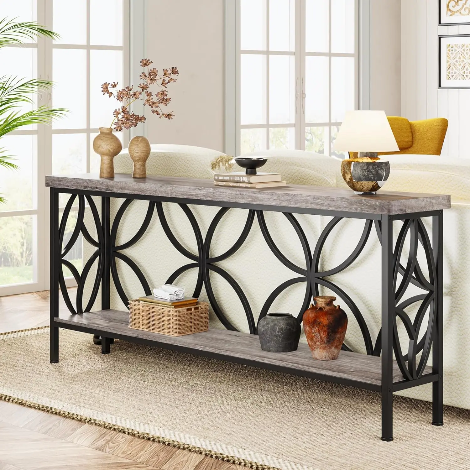Tribesigns 70.9-Inch Narrow Sofa Table with Storage for Entryway, Living Room, Foyer Tribesigns 70.9-Inch Narrow Sofa Table with Storage for Entryway, Living Room, Foyer