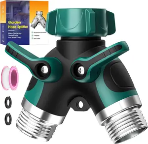 2 Way Garden Hose Splitter with Shut Off Valve