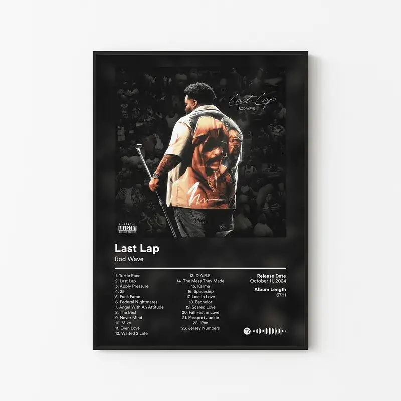 Rod Wave SoulFly Album Cover Poster Matte Finish Music Wall Art Merch Hip Hop Aesthetic Canvas Print Poster for Room Decor Boy Cave Gift Tracklist Poster