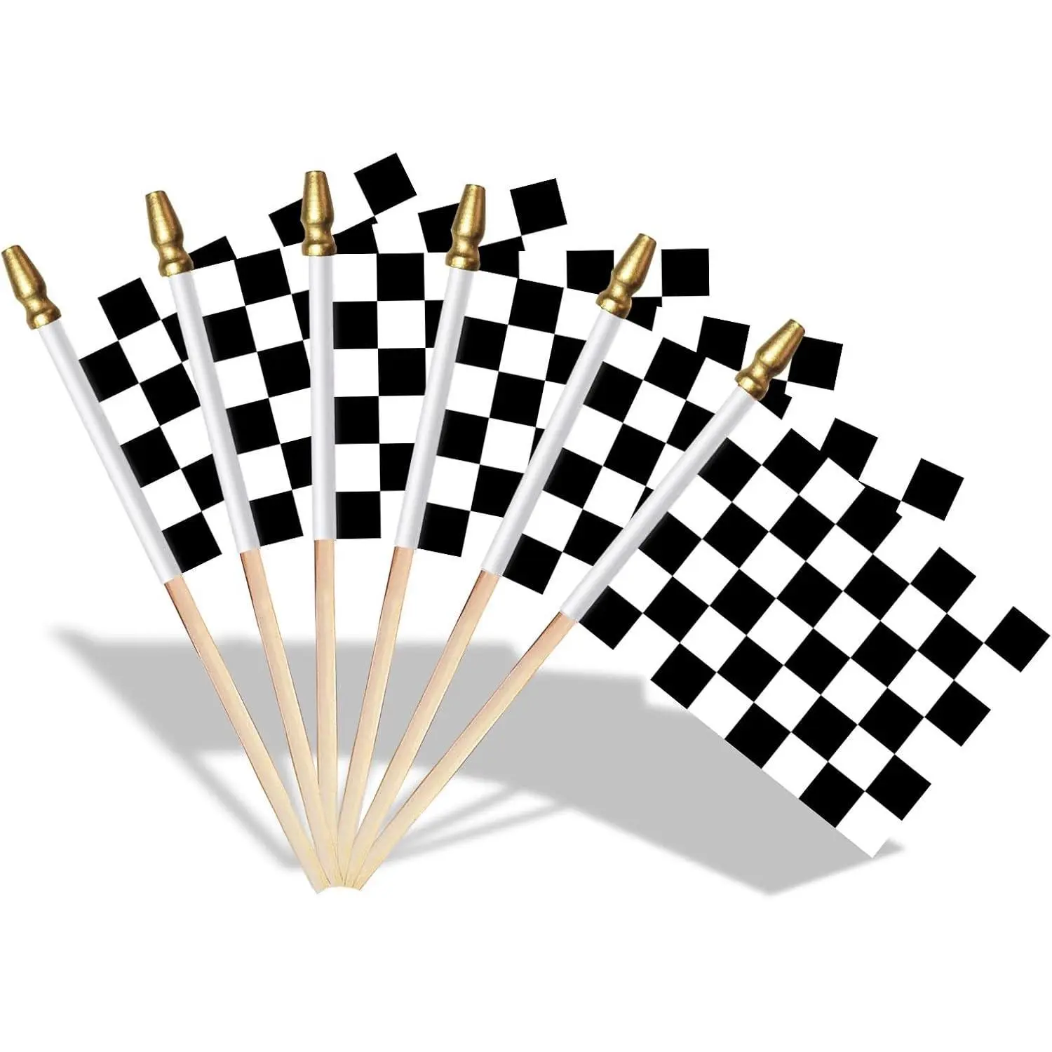 15 Pcs Checkered Handheld Flag for Racing Car Decorations, Small Black and White Racing Flags on Stick, 5 x 8 Inch Mini Checkered Stick Flags with Kid-Safe Spear Top , Racing Flag for Racing Car Party, Garden Decoration Indoor Outdoor