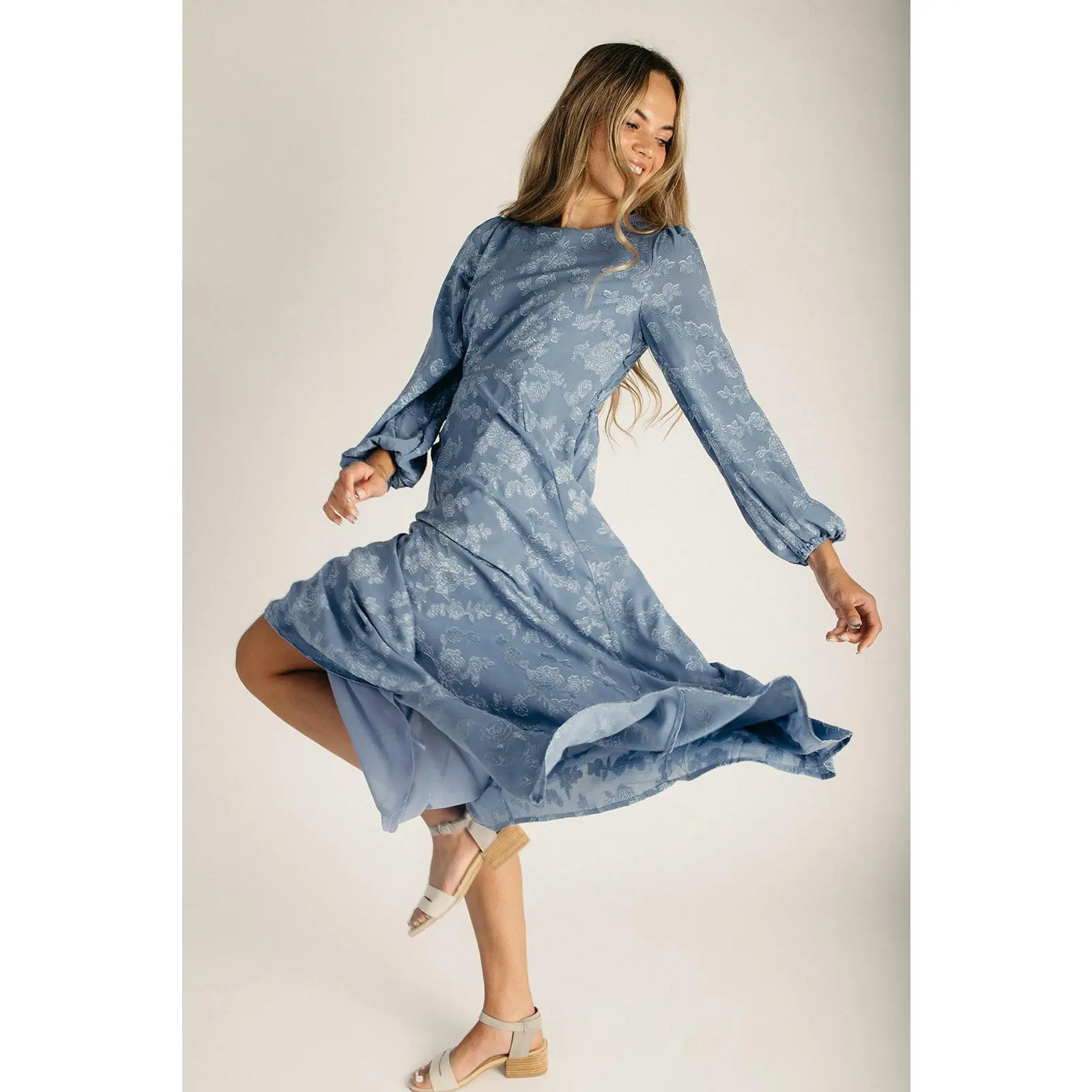 The Knowlton Embossed Velvet Maxi Dress in Blue Dusk