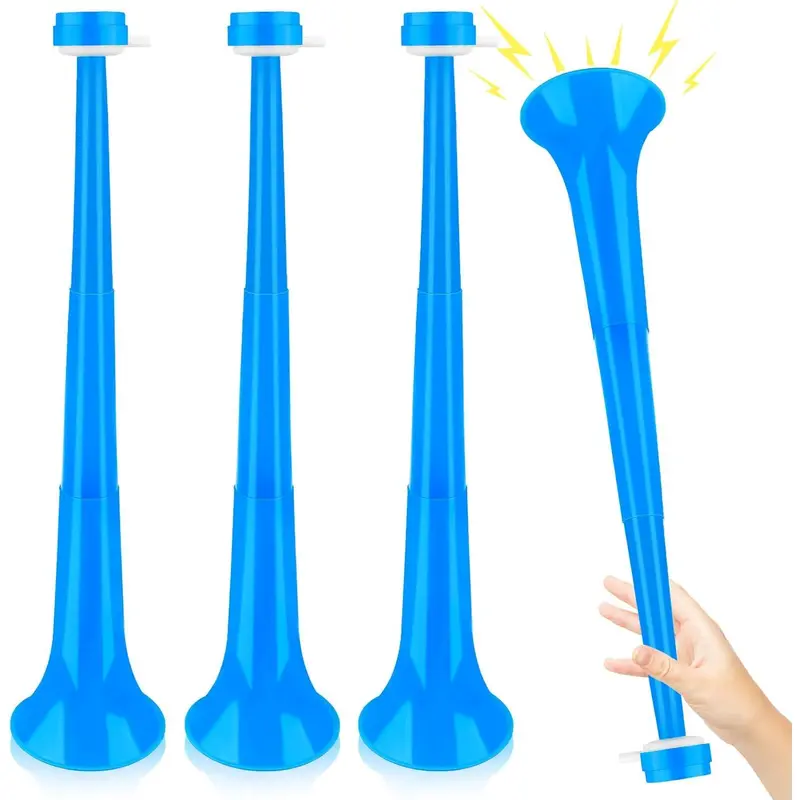 205-in Plastic Foldable Vuvuzela Stadium Horn, Portable Unisex Loud Sound Lightweight Blue Blow Trumpet for Cheer, Soccer Fans Events