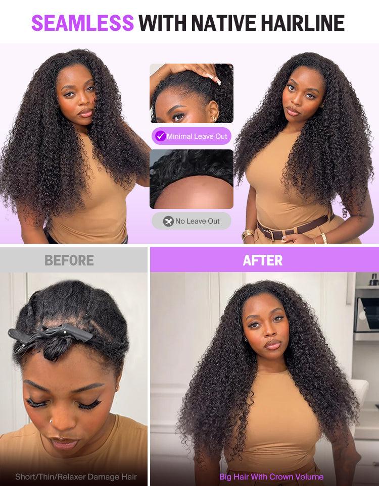 [New 3.0 Burmese Curly Half Wig] Megalook 100% Human Hair Wig, Glueless Install, Finger Coil Ends, 180% Density, Curly Texture, Beginner Friendly, for Female Wear