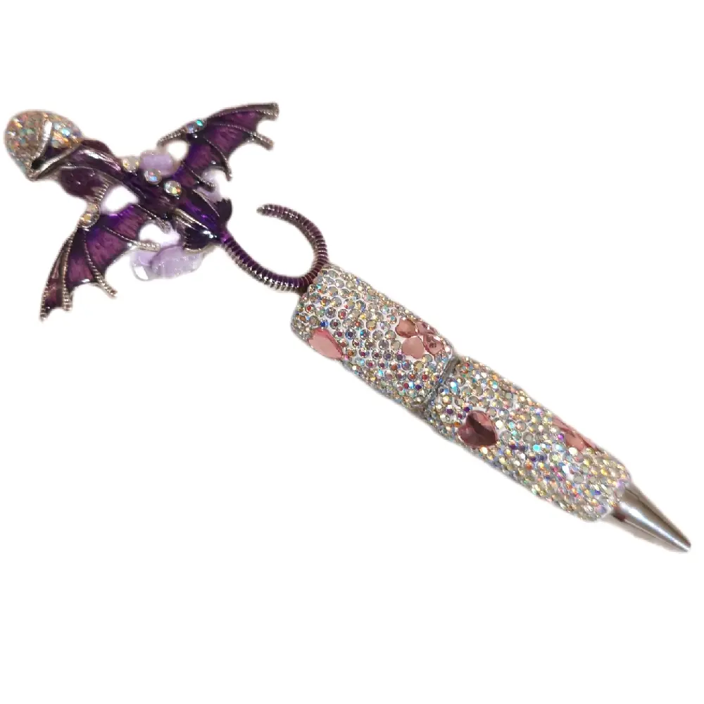Amethyst Dragon Pen with Dragon Charm, Decorative Design, and Decorative Accents, Ideal for Personal Use