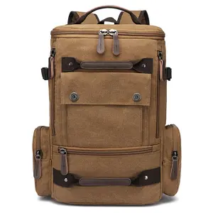 Vintage Canvas Backpack Men's Double Shoulder Bag Large Capacity Laptop Bag Casual Multi-use Travel Bag Korean Style Trendy Backpack