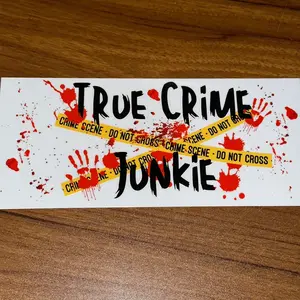 True Crime Junkie - UV DTF 16 oz Wrap for Notebooks & Paper - Waterproof and Scratch Resistant