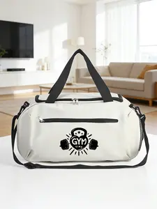 GYM TIME Dumbbell Print Gym Bag, Large Capacity Dry-Wet Separation Sports Crossbody Bag, Handheld Luggage Bag, Suitable for Fitness, Commute and Business Trips