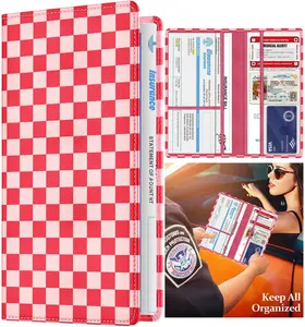 Car Registration and Insurance Holder Vehicle Glove Box Car Organizer Auto Truck Comparment Accessories Case with Magnetic Closure for Driver License and Cards