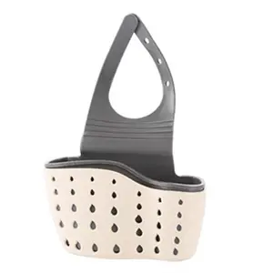1 Piece Adjustable Snap-on Sink Drain Basket, Double Layer Kitchen Storage Rack, Space-Saving Hanging Drain Basket for Sponges, Brushes & Cleaning Tools, Durable Platic Design with Multiple Compartments for Efficient Drainage, Scratcher Basket