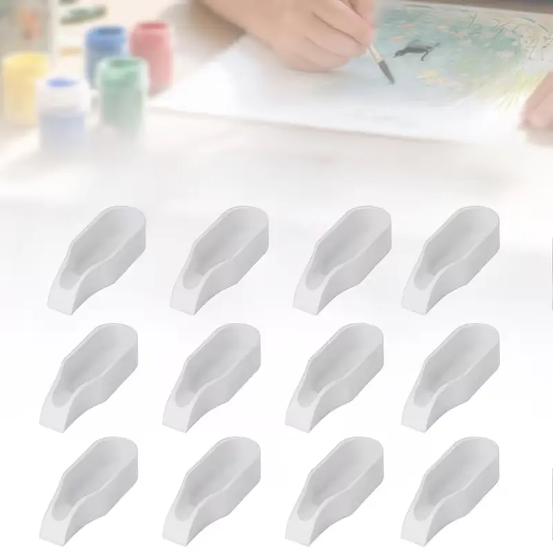 12Pcs Silicone Paint Brush Rest Holder, Wall Mountable Washable Non-Slip Artist Brush Caddy, Space-Saving Palette Side Organizer for Watercolor Acrylic Oil Painting, Studio School Art Supply Set