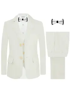 Boys Tuxedo 4-Piece Set | White/Red/Navy/Green | Perfect for Christmas, Church & Weddings | Breathable All-Day Wear | No Shirt Included | Sizes 100-150cm