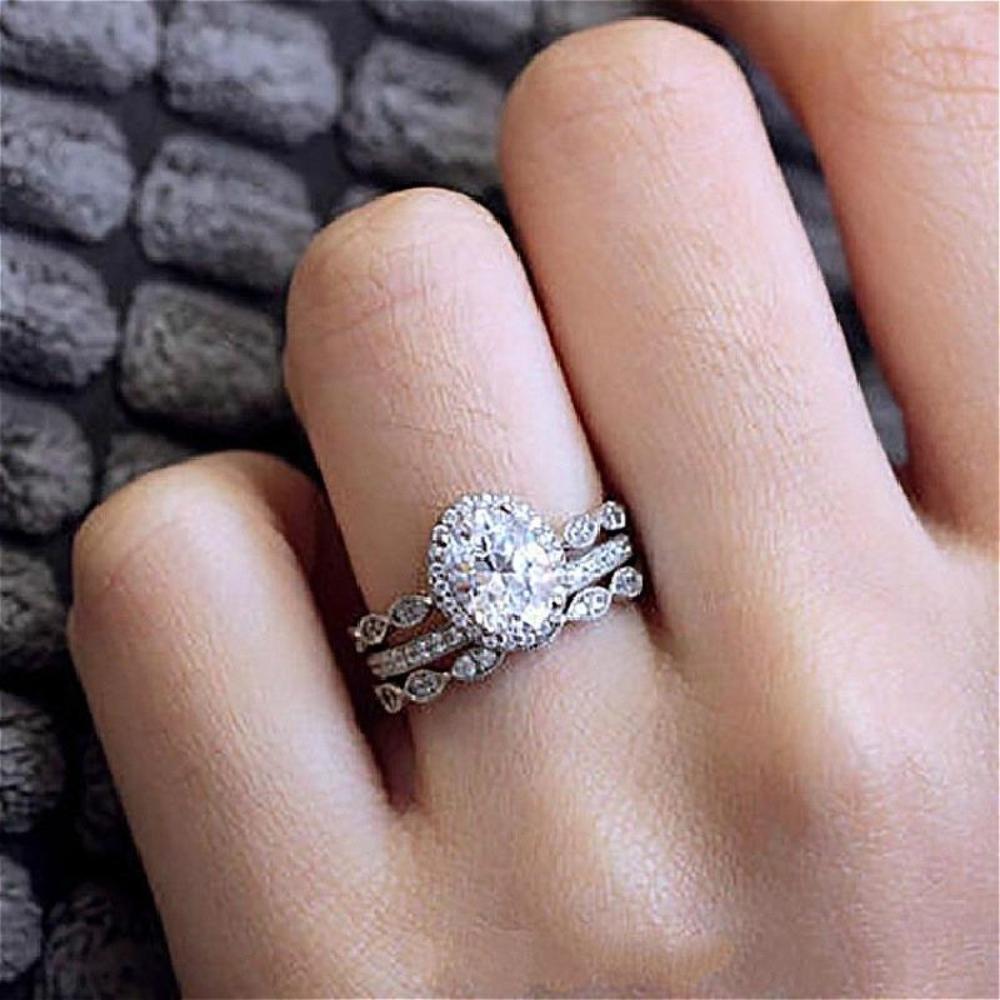 3 Piece Set Stacked Commitment Ring Set Couple Rings Engagement Wedding Eternal Rings Daily Casual Accessories For Parties Banquets Valentine's Day Mother's Day Christmas Gifts