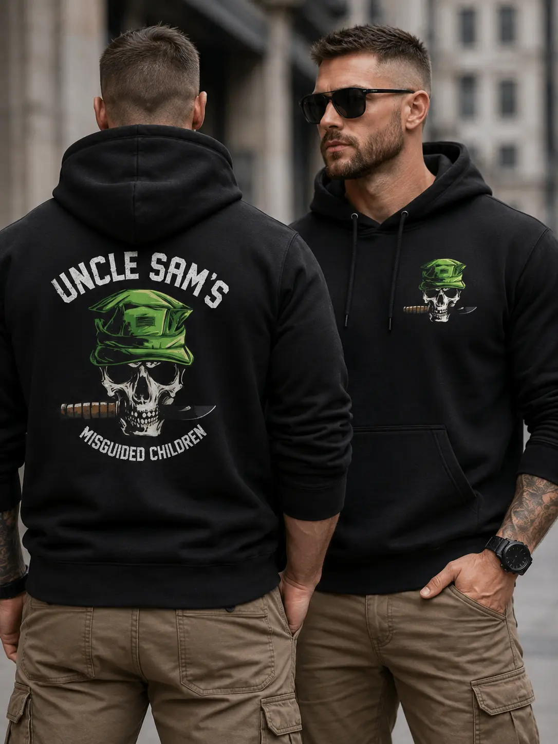 Men's Classic Fit Longsleeve Graphic Tee, USMC Uncle Sam Tribute Pullover in 100% Cotton, Machine Washable Street Style Shirt, Menswear, Longsleeves, Sweatshirt, Fabric, Bird, Camo, Cap, Casual, Skull, Fashion, T-Shirt, Hoodie, Tops, Ribbed, Round Neck