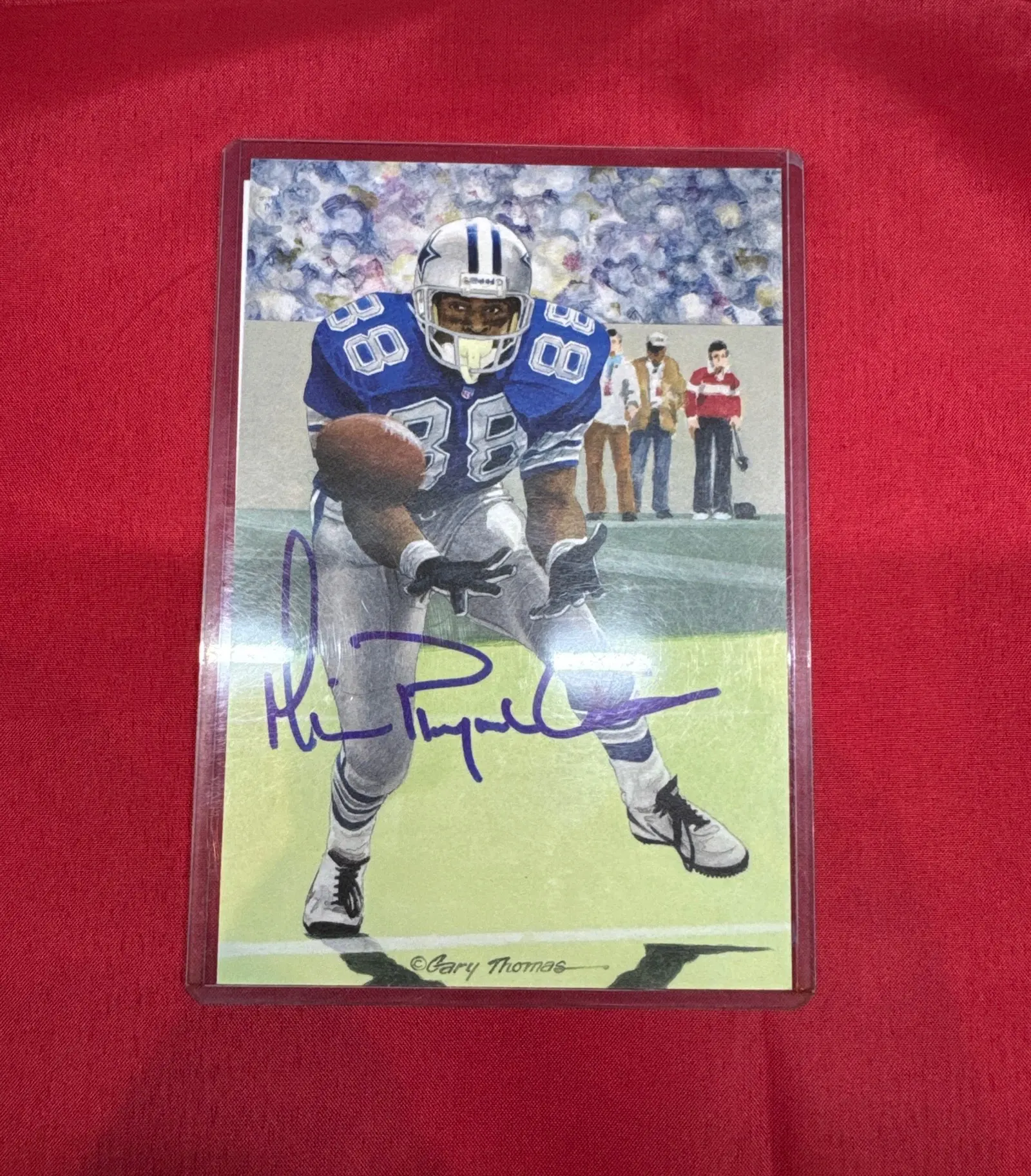 Class of 2007 Michael "Playmaker" Irvin- Goal Line Art Postcard Autographed/signed HOF