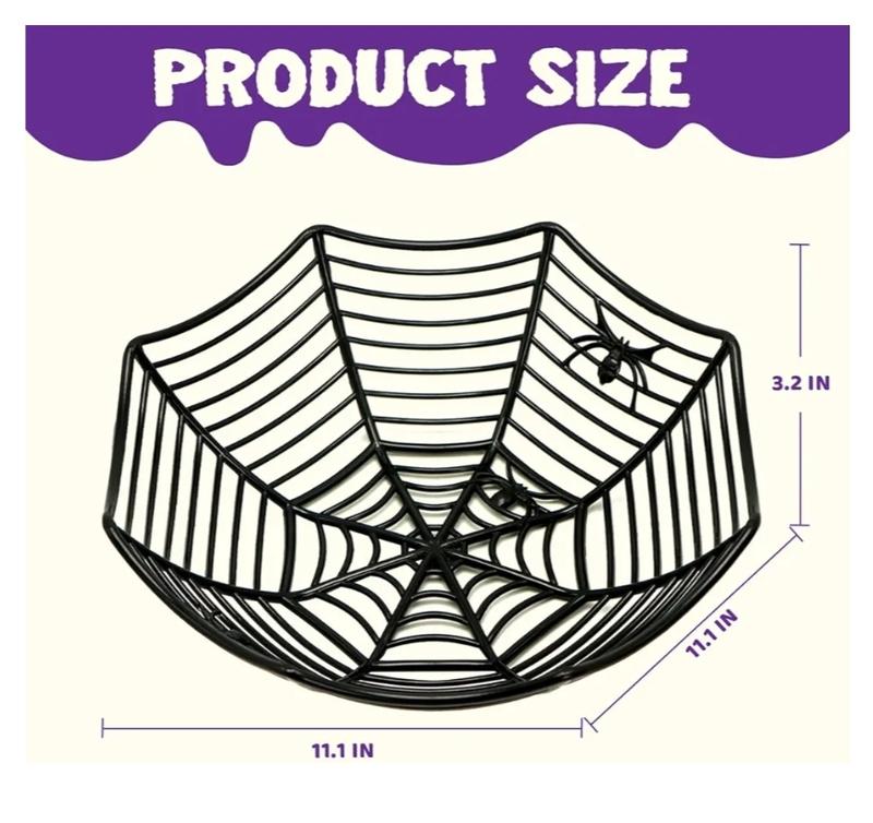 5 Pcs Halloween Candy Bowl Dish Spider Web Halloween Decorations Indoor Decor, Party Supplies Favors Table Desk Haunted House Trick Or Treat Basket Plastic