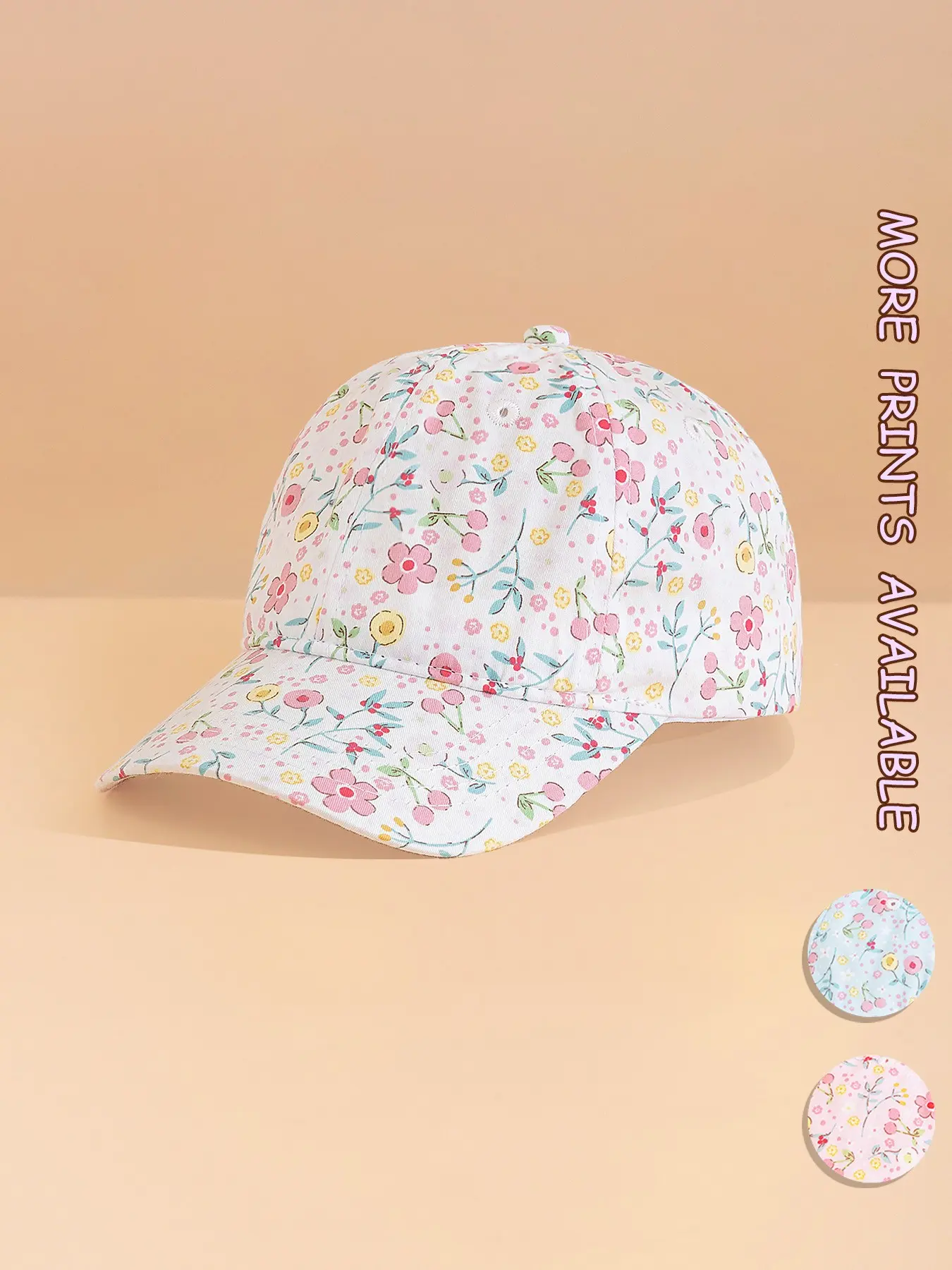 1PC Cute Kids' Baseball Cap with Flower Print, Polyester Cap, for Sun Protection, Lightweight, Breathable and Adorable, Suitable for Girls Aged 3-8 in Spring and Summer for Daily Outings and Outdoor Travel