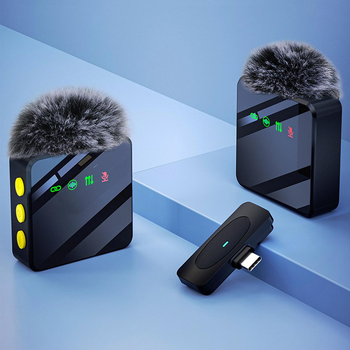 Wireless microphone, USB rechargeable wireless microphone, comes with a Lightning adapter, clip-on design, suitable for HD video blogging/live streaming, audio and microphone.